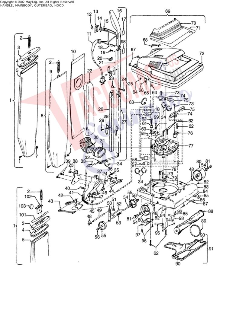 Hoover U4381_930 exploded schematic diagram (page 1)