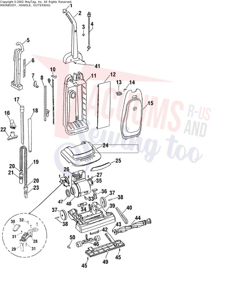 Hoover U5168-900 exploded schematic diagram (page 1)