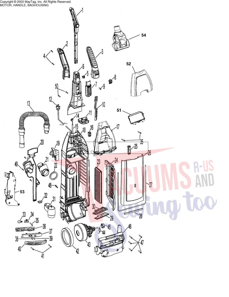 Hoover U6401-9RM exploded schematic diagram (page 1)