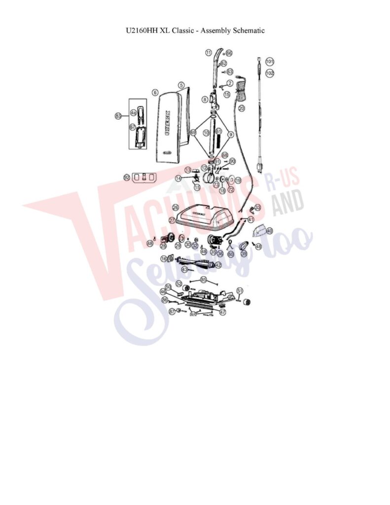 Oreck u2160hh exploded schematic diagram (page 1)