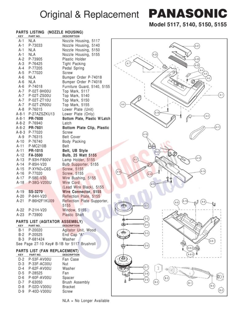 Panasonic 5117 exploded schematic diagram (page 1)