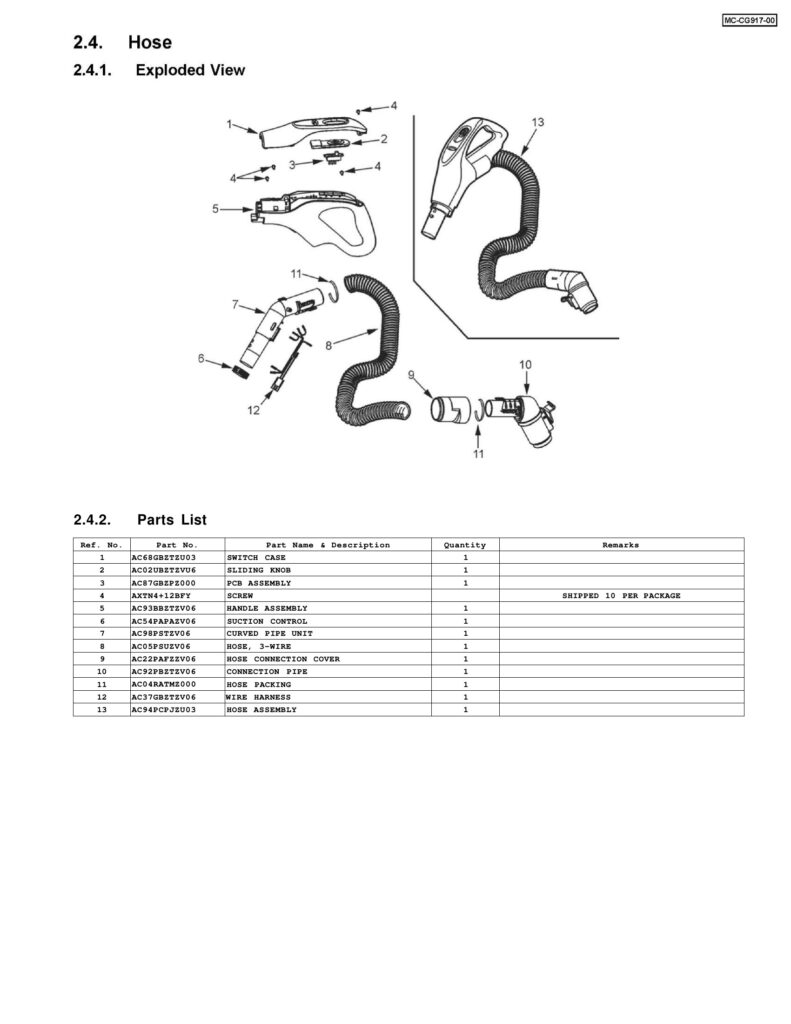 Panasonic MC-CG917 exploded schematic diagram (page 4)