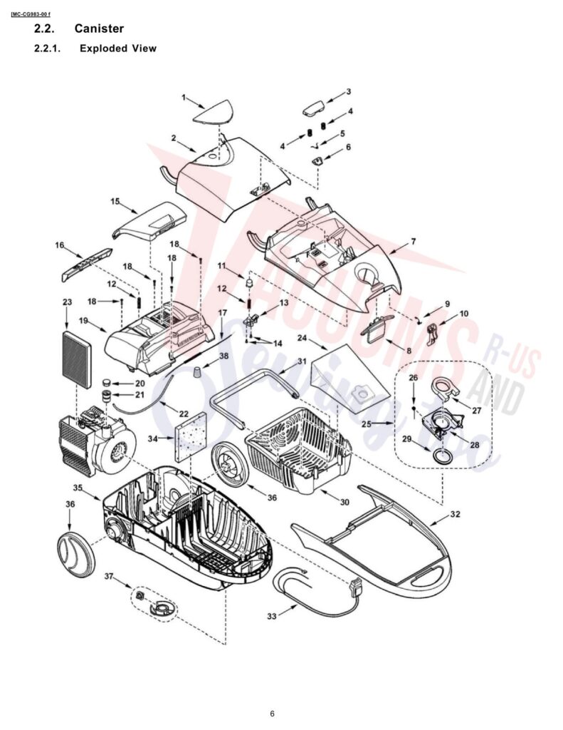 Panasonic MC-CG983 exploded schematic diagram (page 2)