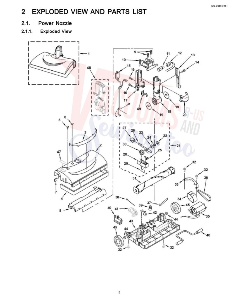 Panasonic MC-CG985 exploded schematic diagram (page 1)