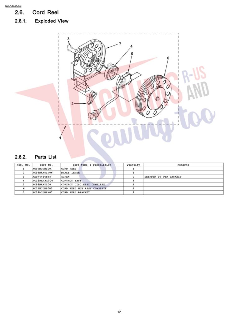 Panasonic MC-CG985 exploded schematic diagram (page 6)