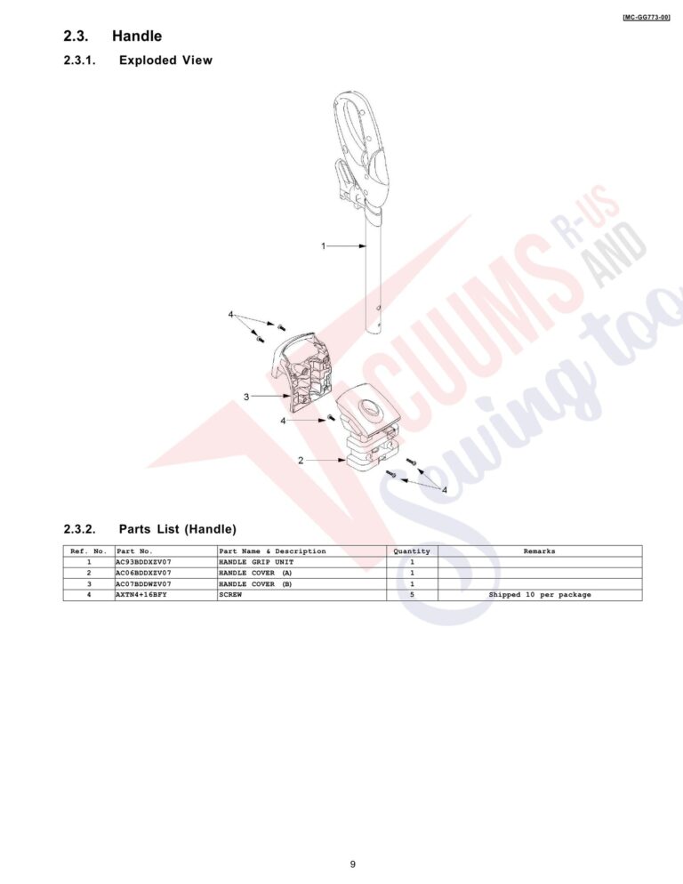 Panasonic MC-GG773 schematic page 3 preview