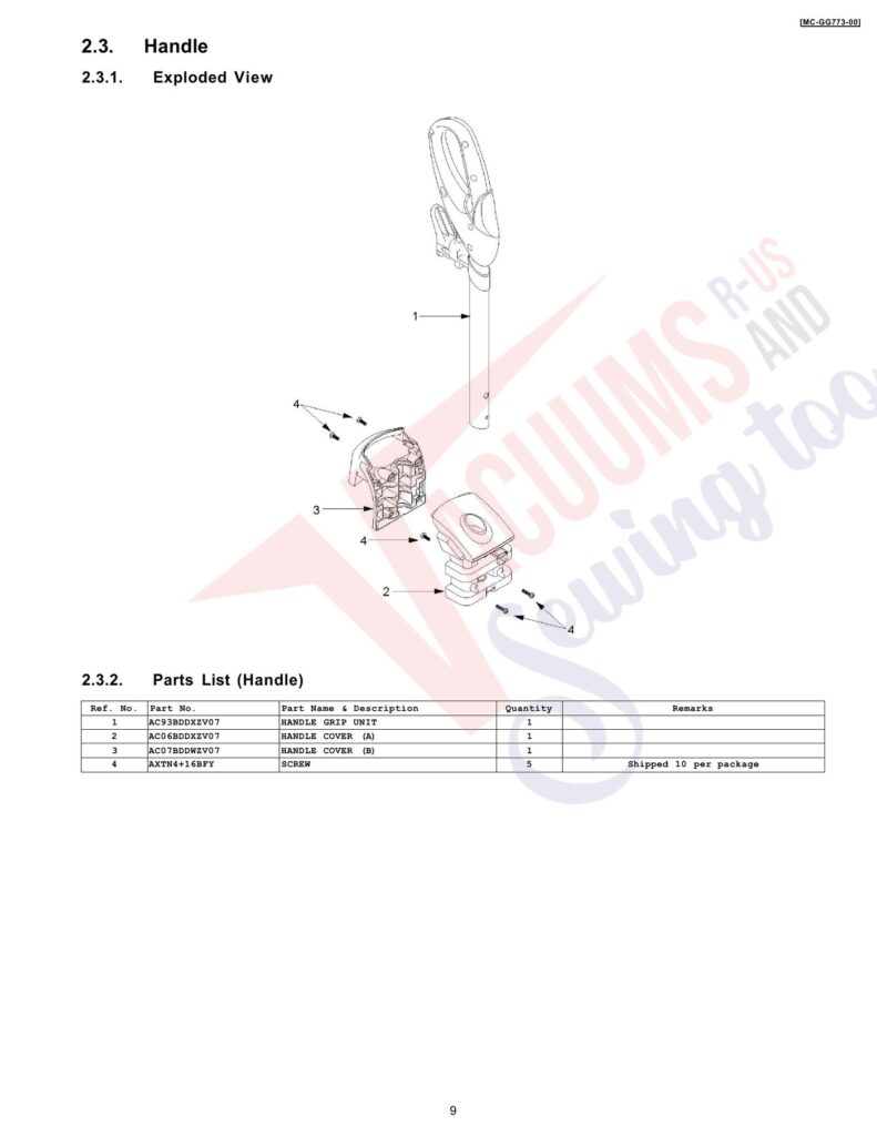 Panasonic MC-GG773 exploded schematic diagram (page 3)