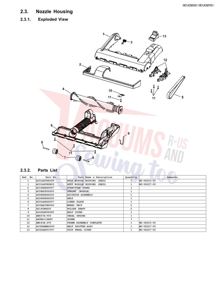 Panasonic MC-UG323 schematic page 3 preview