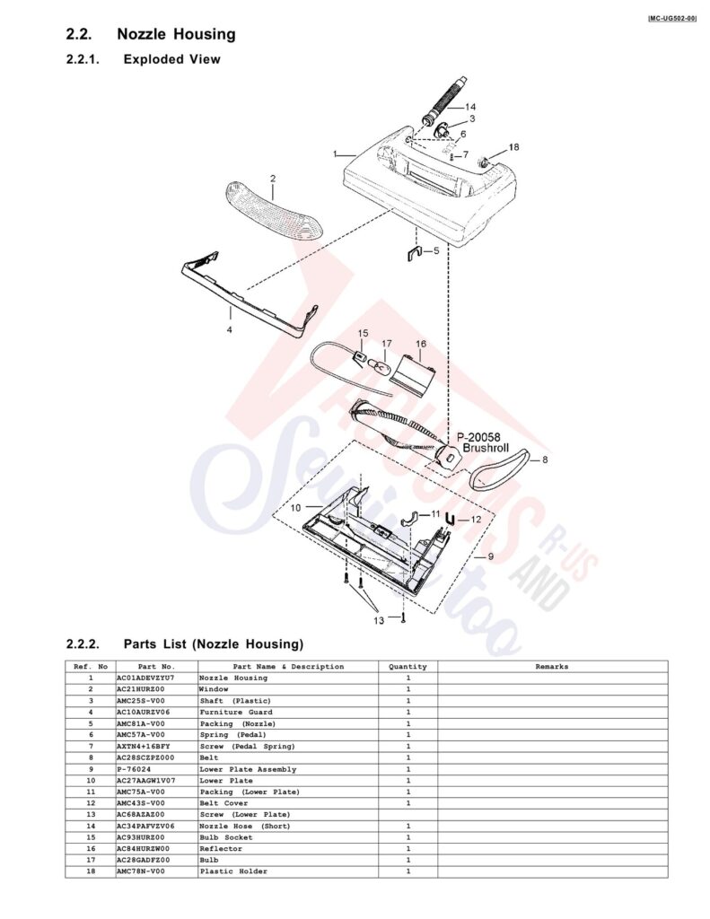 Panasonic MC-UG502 exploded schematic diagram (page 2)