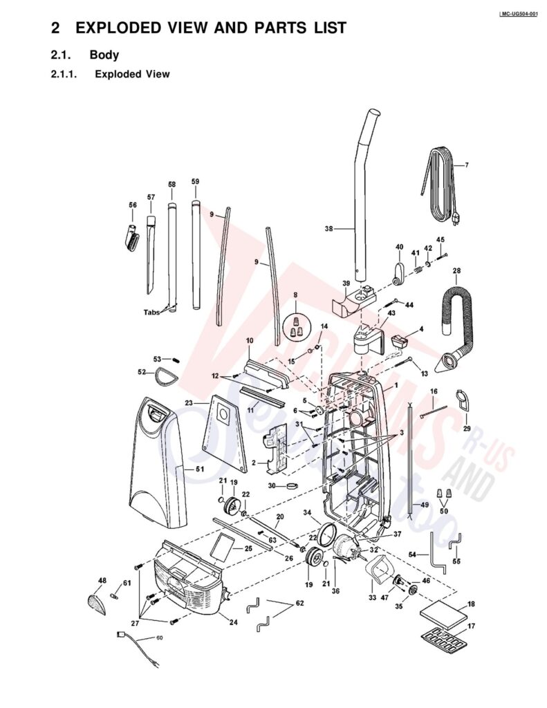 Panasonic MC-UG504 exploded schematic diagram (page 1)