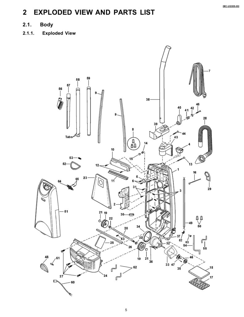 Panasonic MC-UG509 exploded schematic diagram (page 1)