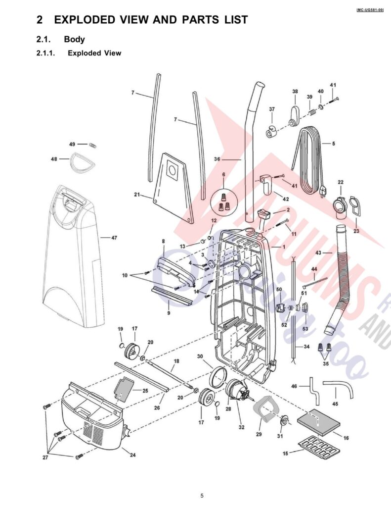 Panasonic MC-UG581 exploded schematic diagram (page 1)