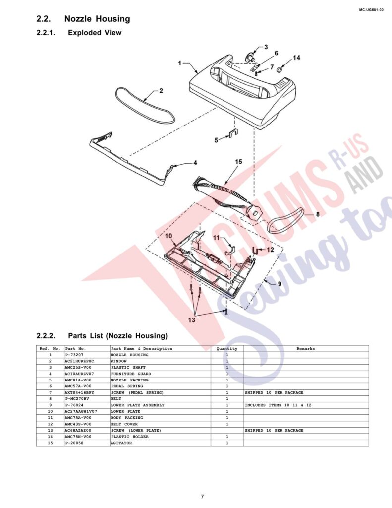 Panasonic MC-UG581 exploded schematic diagram (page 2)