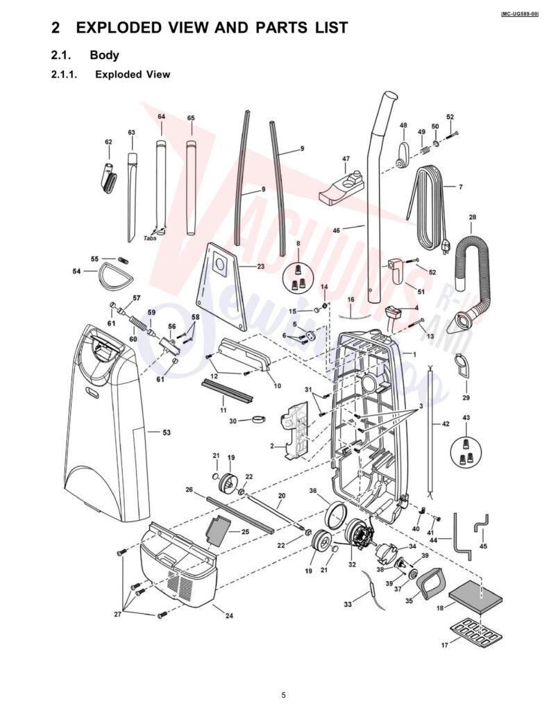 Panasonic MC-UG589 exploded schematic diagram (page 1)