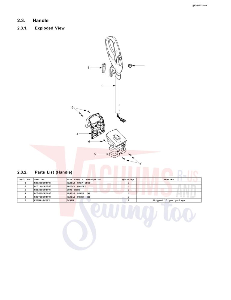 Panasonic MC-UG775 schematic page 3 preview