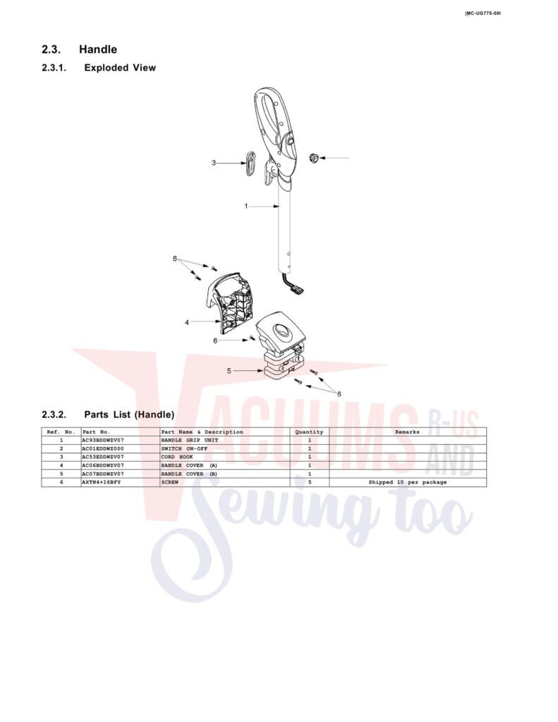 Panasonic MC-UG775 exploded schematic diagram (page 3)