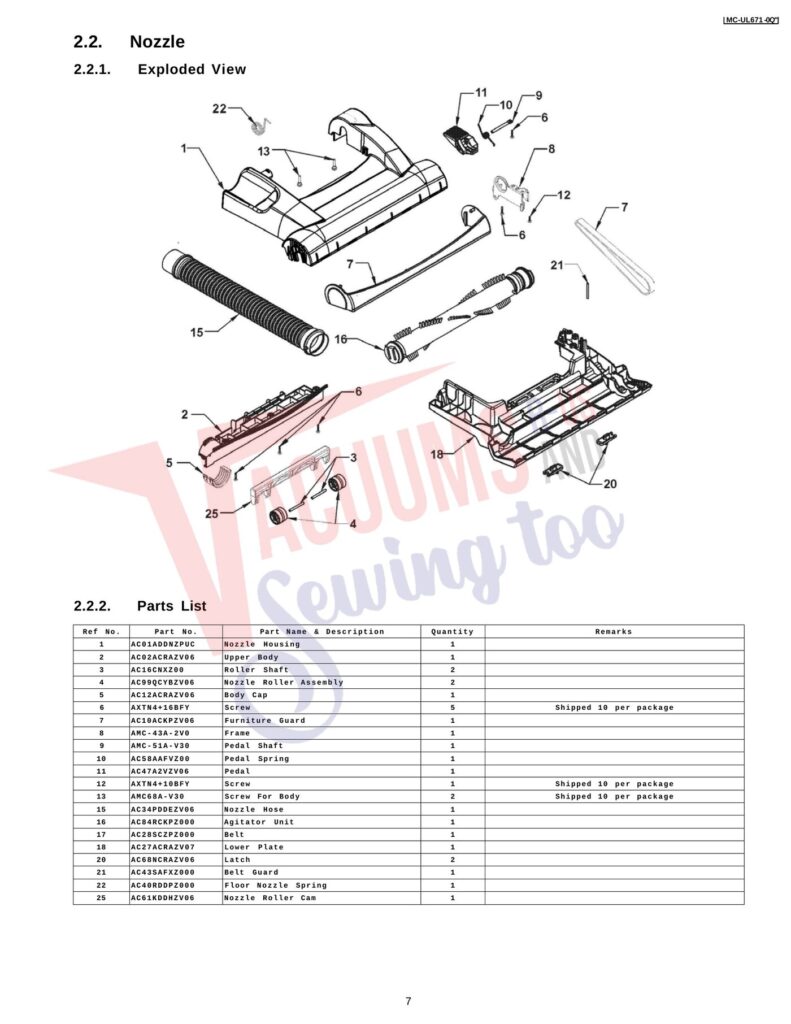 Panasonic MC-UL671 exploded schematic diagram (page 2)