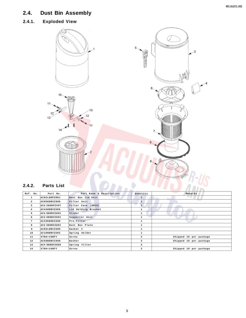 Panasonic MC-UL671 exploded schematic diagram (page 4)