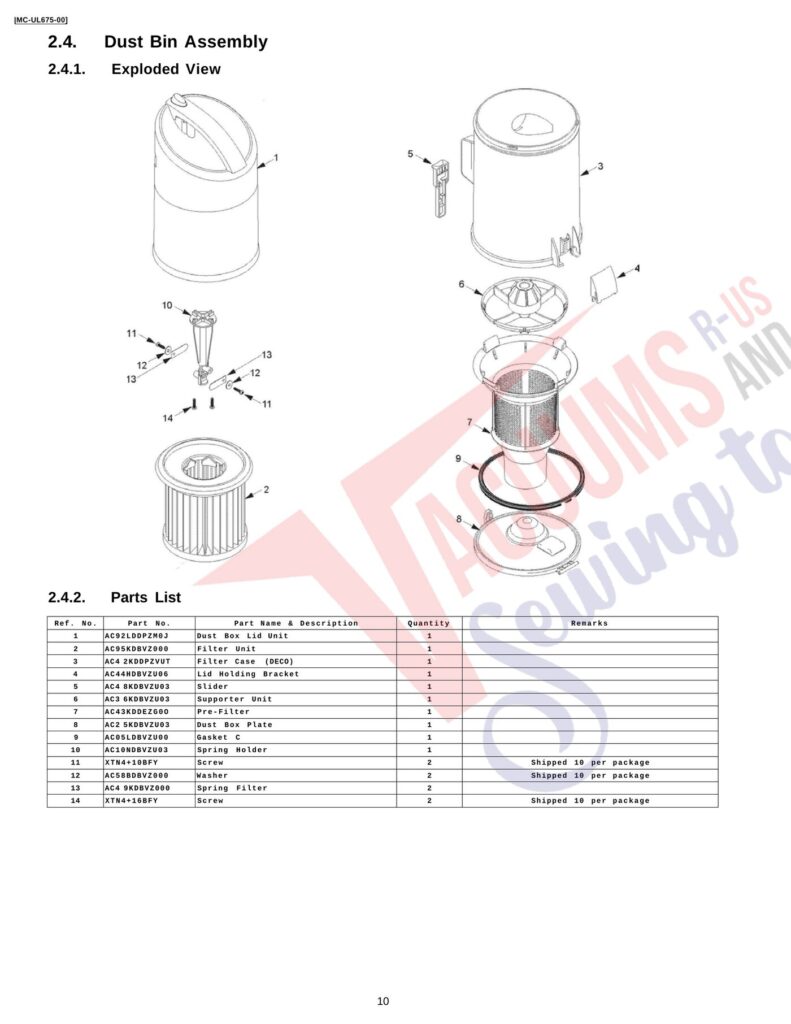 Panasonic MC-UL675 exploded schematic diagram (page 4)