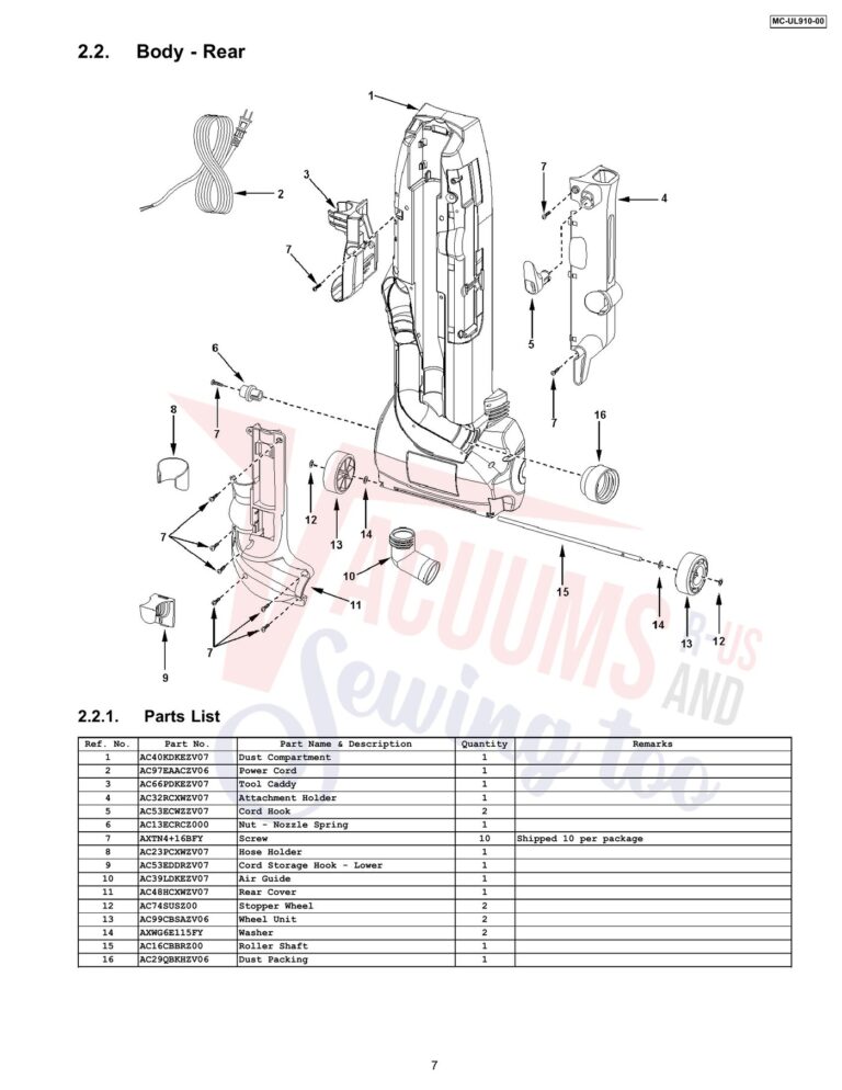 Panasonic MC-UL910 schematic page 2 preview