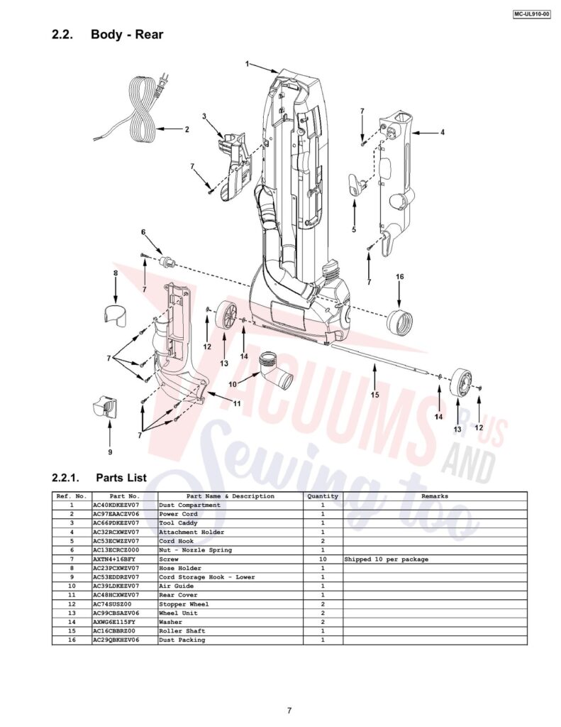 Panasonic MC-UL910 exploded schematic diagram (page 2)