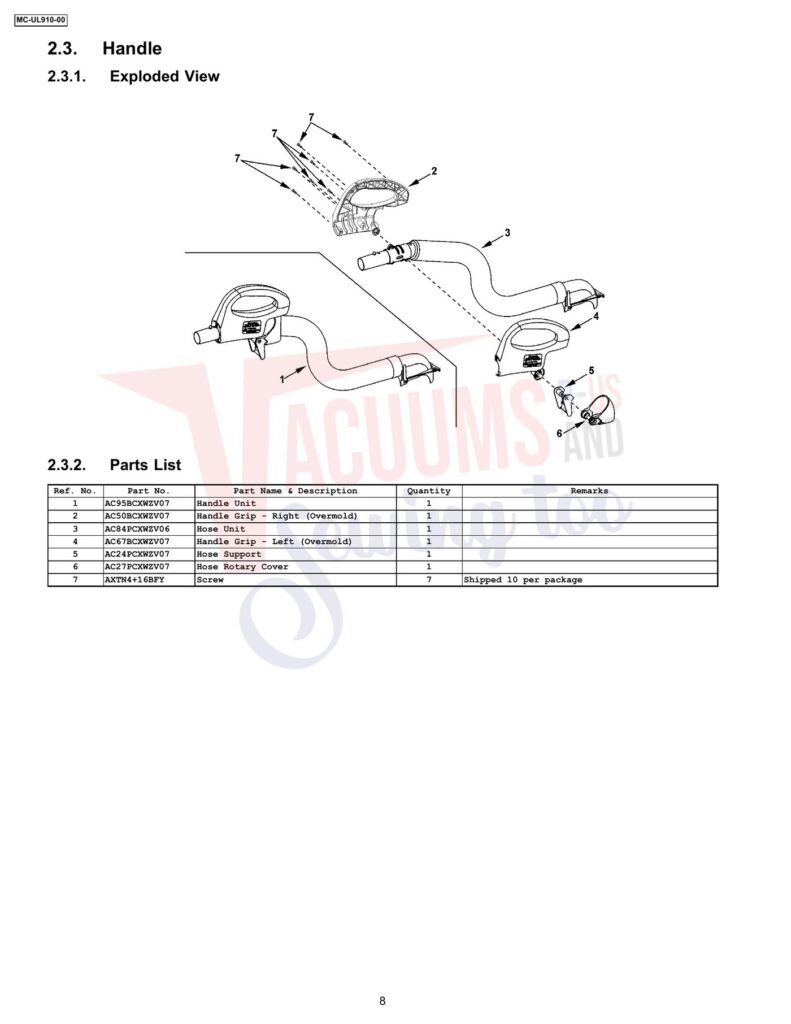 Panasonic MC-UL910 exploded schematic diagram (page 3)