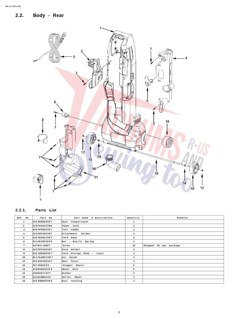 Panasonic MC-ULS15 exploded schematic diagram (page 2)