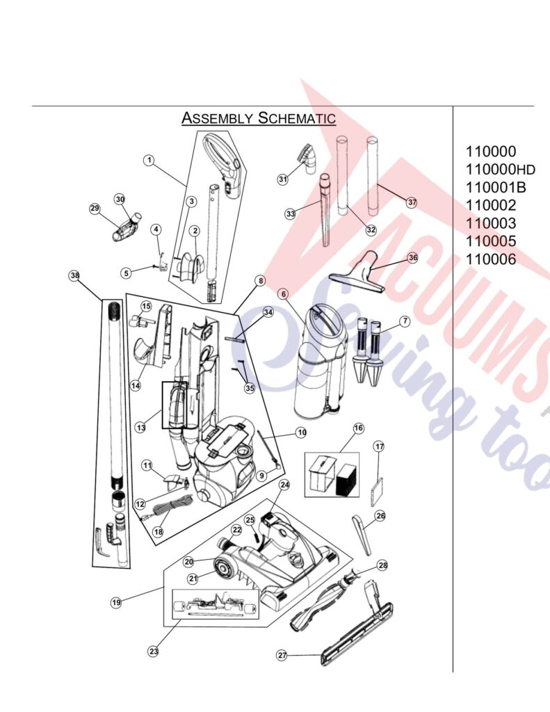Royal 110000 exploded schematic diagram (page 1)