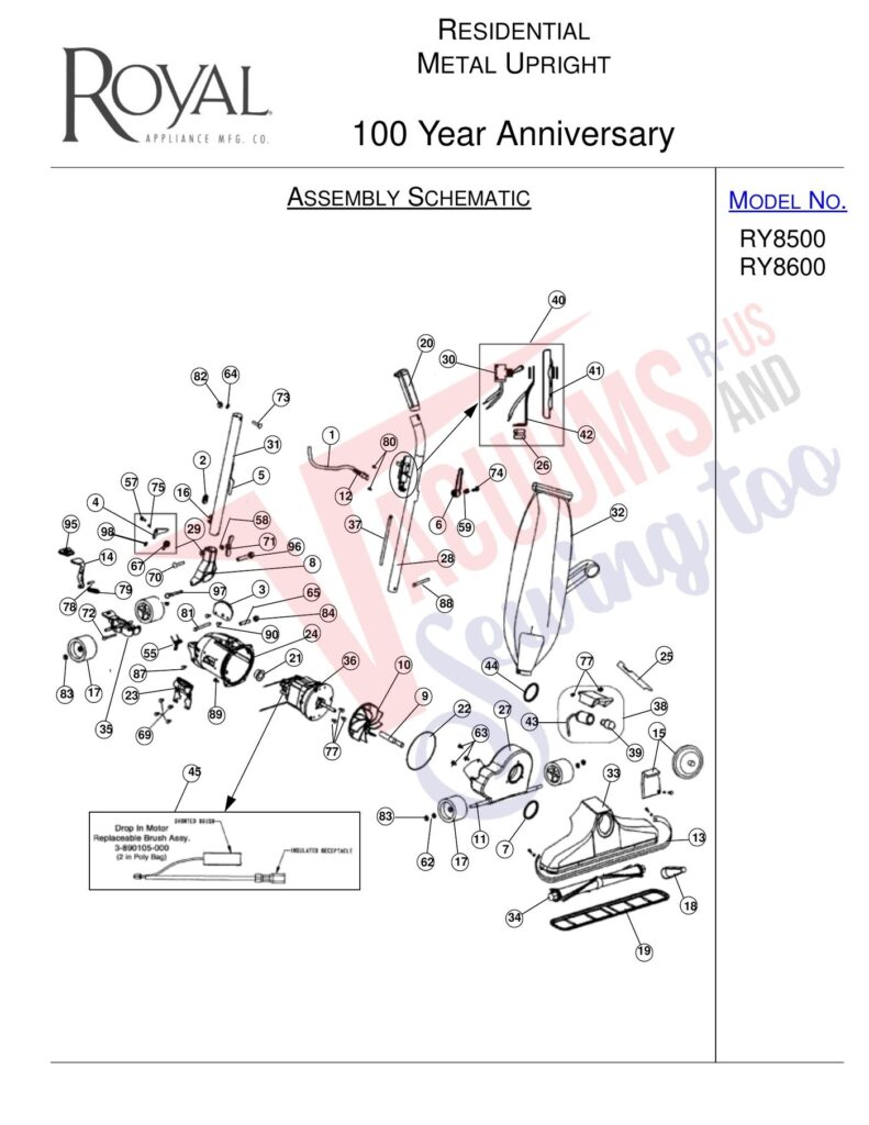 Royal 20 exploded schematic diagram (page 1)