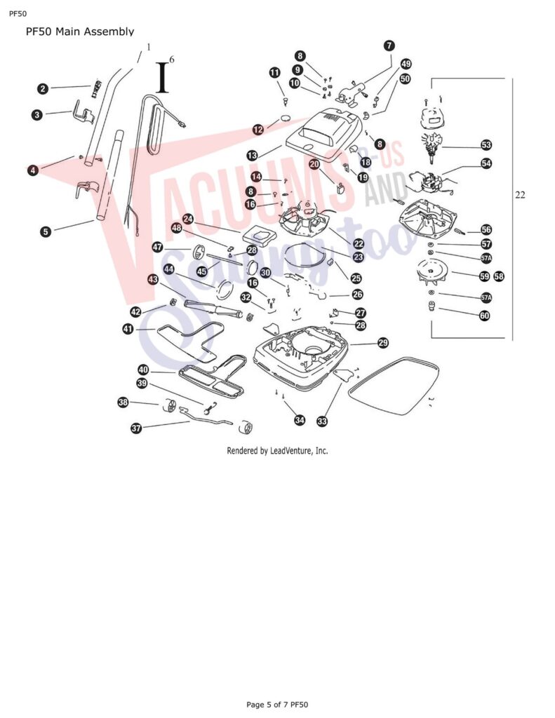 Powr-Flite PF50 exploded schematic diagram (page 1)