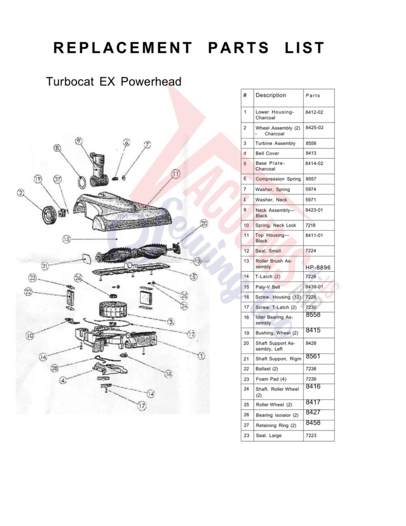 Turbocat EX exploded schematic diagram (page 1)