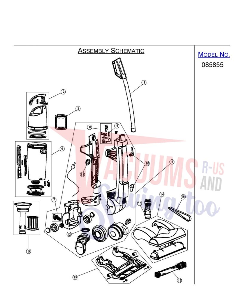 Hoover 085855 exploded schematic diagram (page 1)