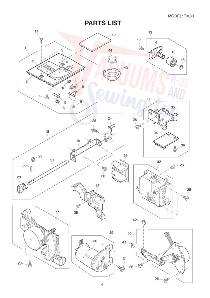 Janome tm30 exploded schematic diagram (page 4)