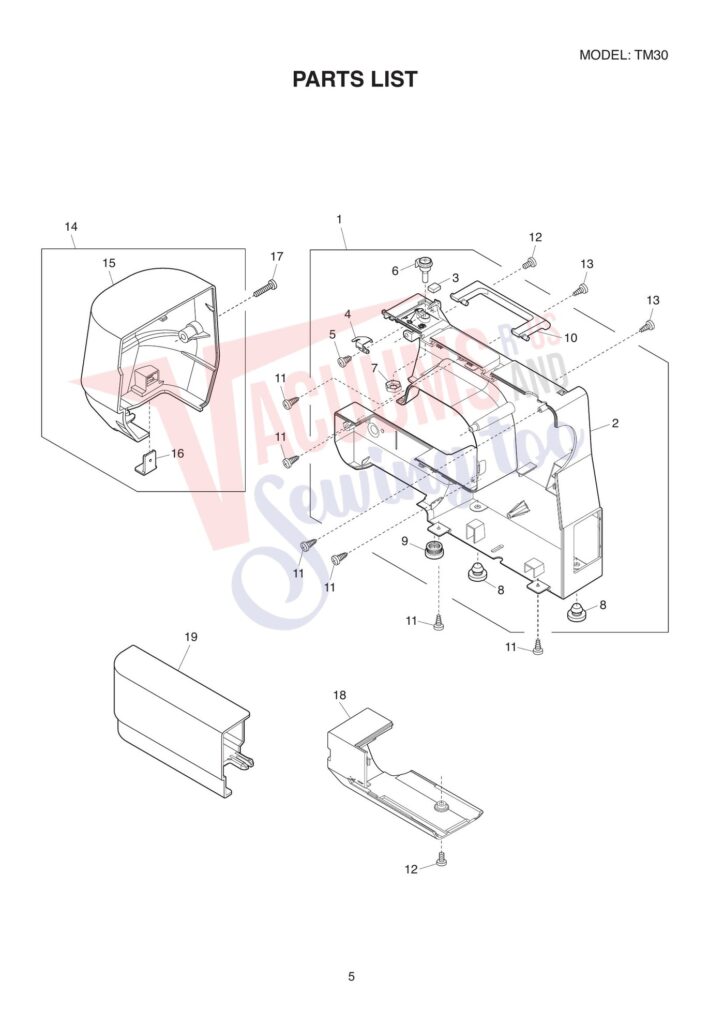 Janome tm30 exploded schematic diagram (page 5)