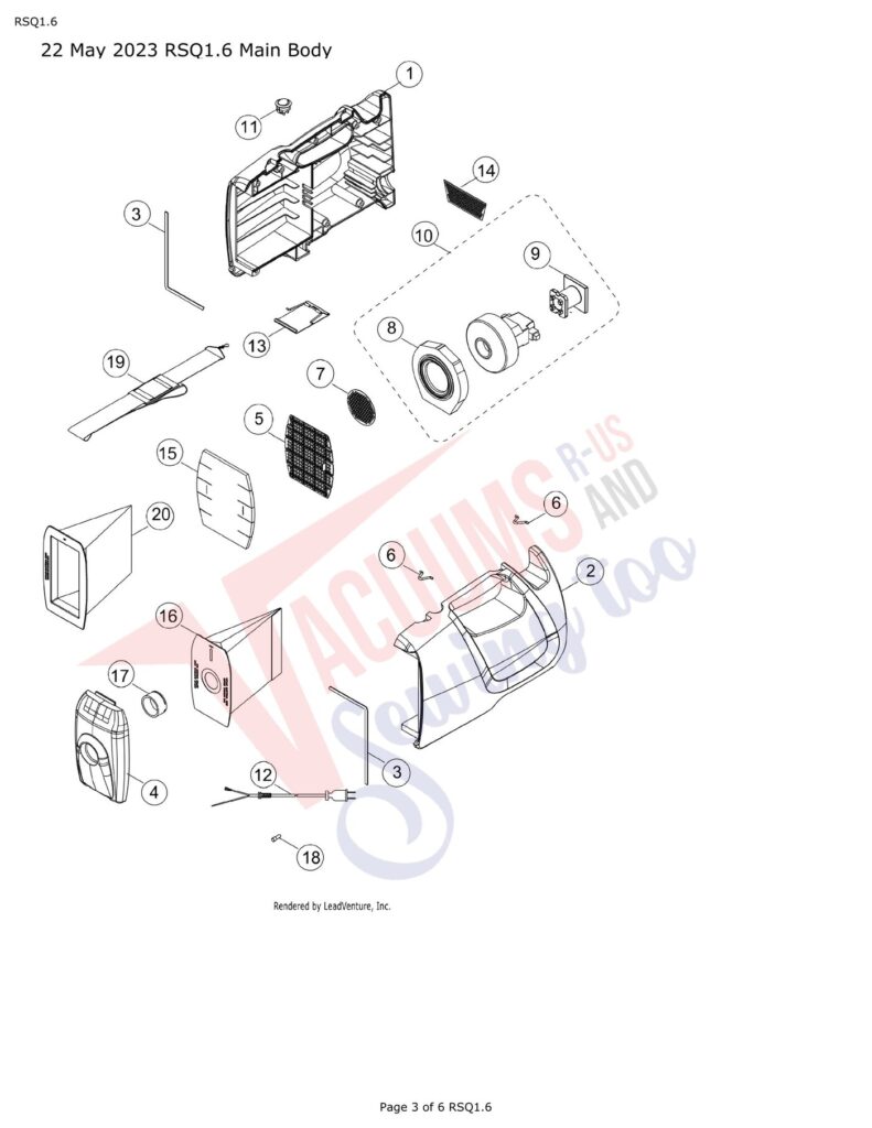 Riccar RSQ1.6 exploded schematic diagram (page 1)