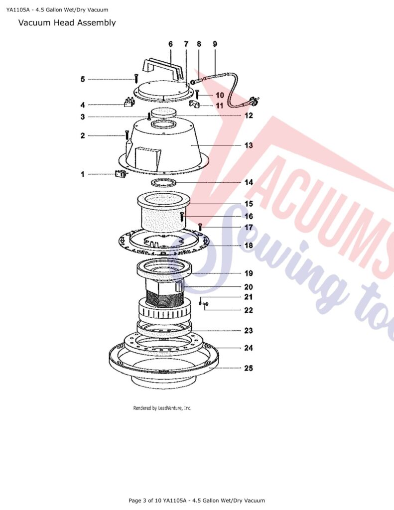 Tornado YA1105A exploded schematic diagram (page 1)