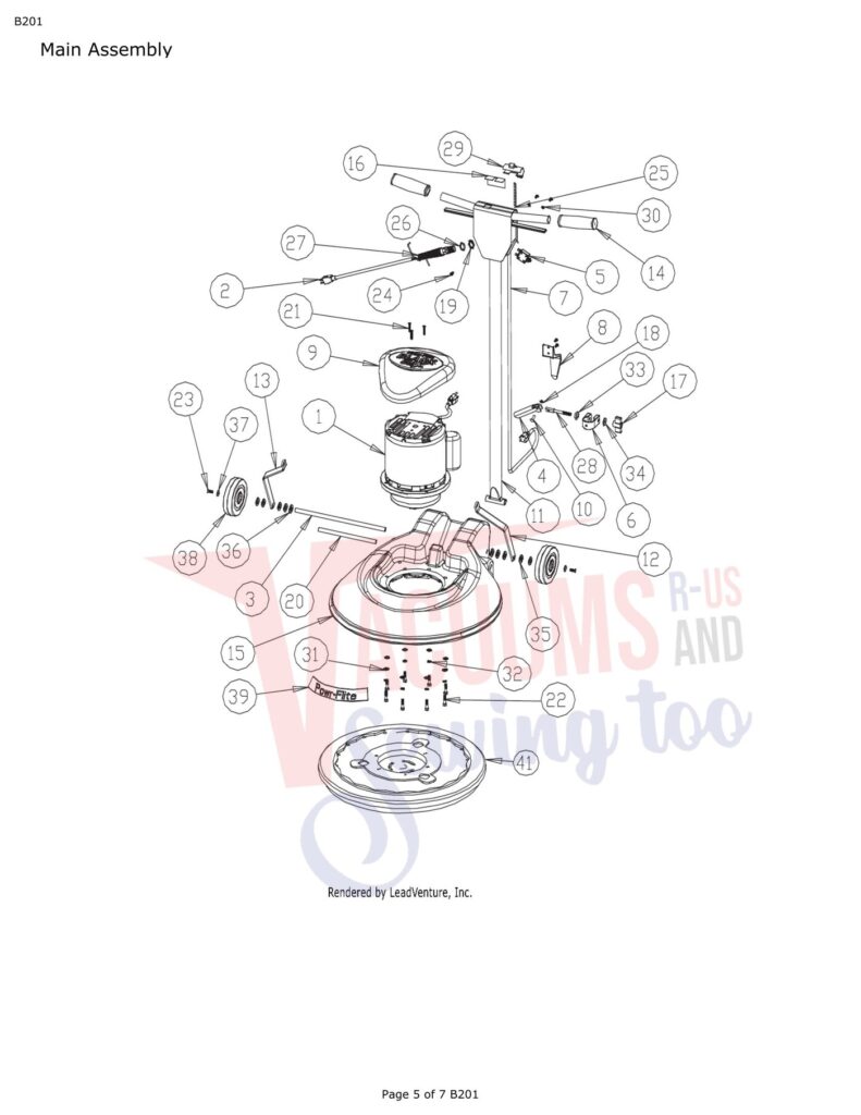 Powr-Flite B201 exploded schematic diagram (page 1)