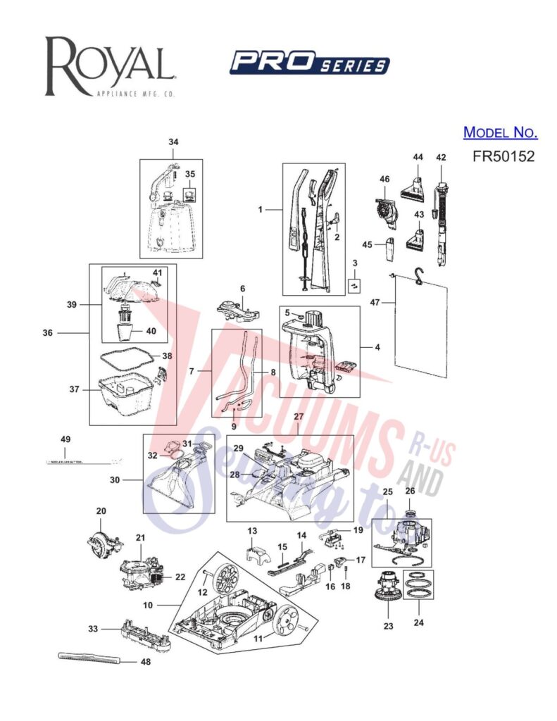 Hoover FR50152 exploded schematic diagram (page 1)