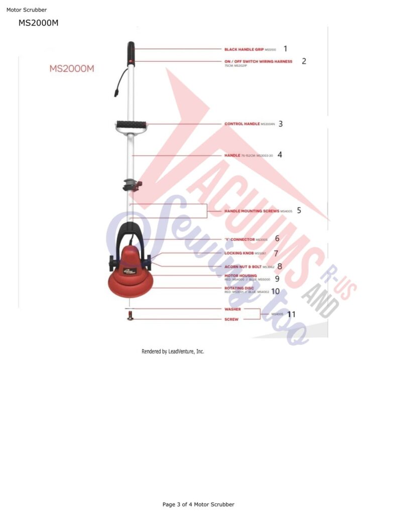 Motor Scrubber MS2000M exploded schematic diagram (page 1)
