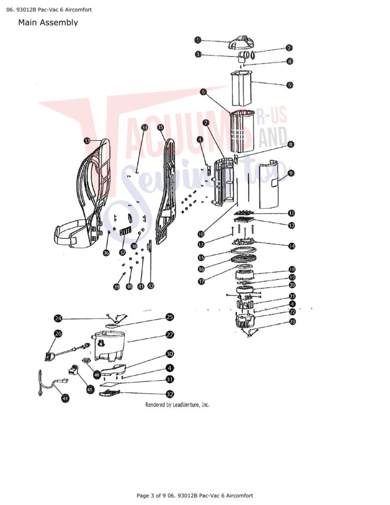 Tornado 93012B exploded schematic diagram (page 1)