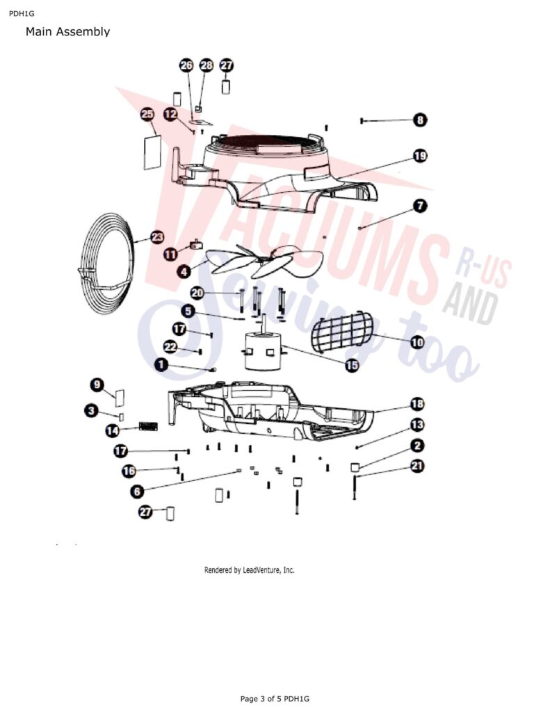 Tornado PDH1G exploded schematic diagram (page 1)