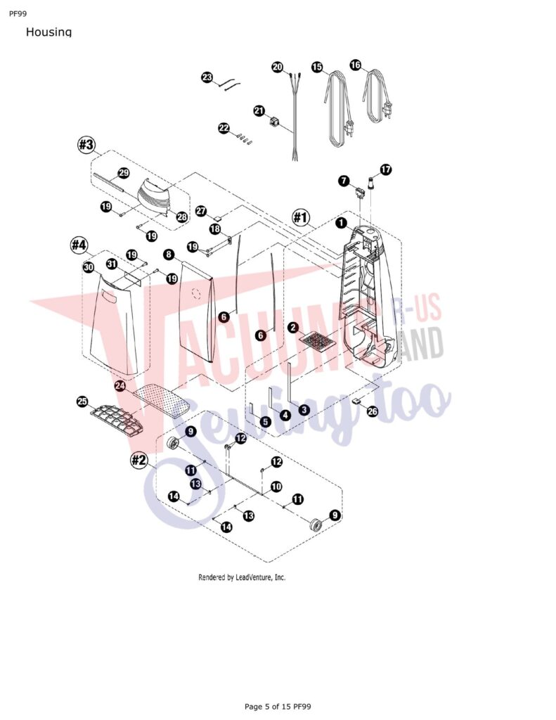 Powr-Flite PF99 exploded schematic diagram (page 1)