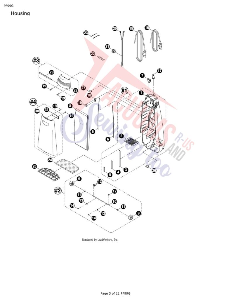 Powr-Flite PF99G exploded schematic diagram (page 1)