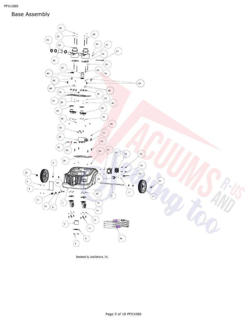 Powr-Flite PFX1080 exploded schematic diagram (page 1)