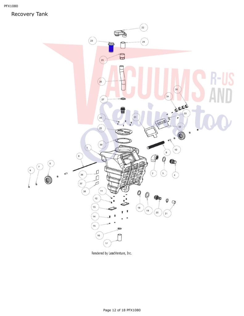 Powr-Flite PFX1080 exploded schematic diagram (page 3)