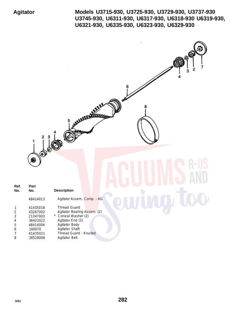 Hoover U6331-930 exploded schematic diagram (page 2)