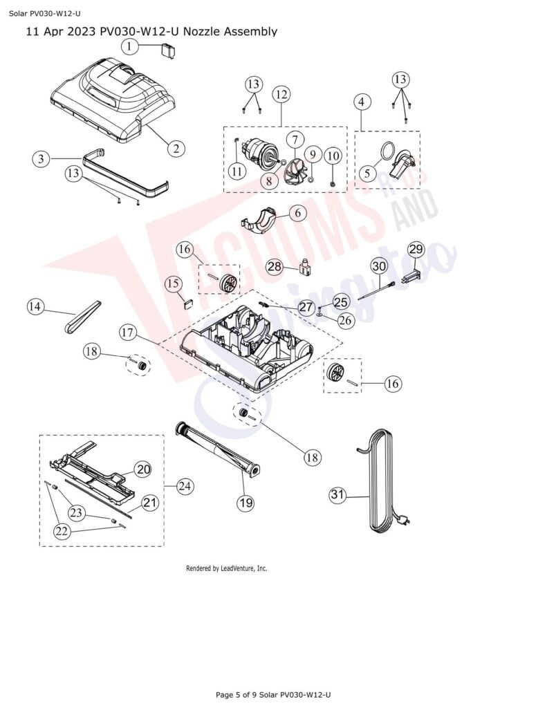 Powr-Flite PV030-W12-U exploded schematic diagram (page 2)