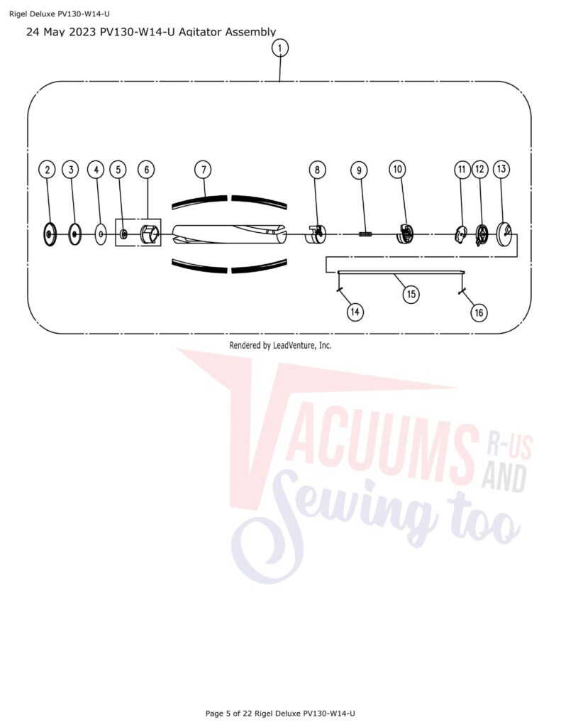 Powr-Flite PV100-W14-U exploded schematic diagram (page 2)