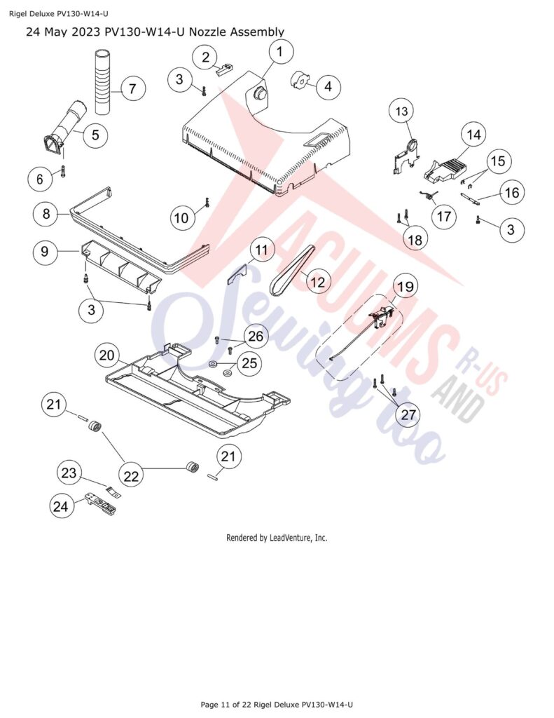 Powr-Flite PV100-W14-U exploded schematic diagram (page 5)