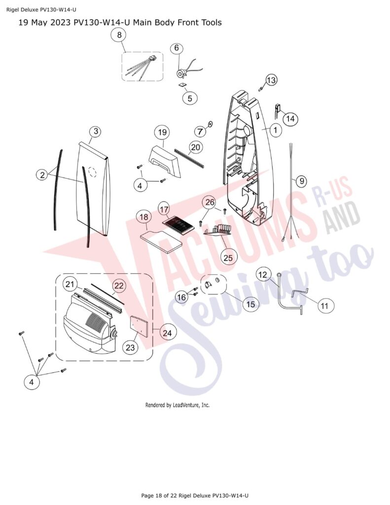 Powr-Flite PV100-W14-U exploded schematic diagram (page 8)